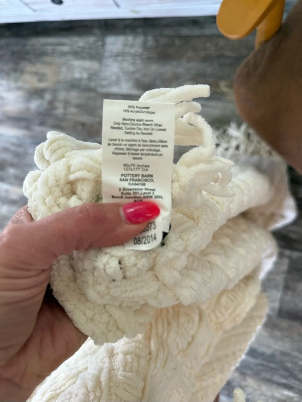 NWOT Pottery Barn cream/ ivory basketweave knit throw blanket